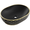 Mexen Viki Aufsatzwaschbecken 48 x 35 cm, schwarz matt/goldenes Karomuster - 21054879