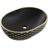 Mexen Viki opzetwastafel 48 x 35 cm, matzwart/goud rasterpatroon - 21054879