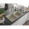 Mexen Tomas tweevaks granieten gootsteen met keukenkraan Duo, beige - 6516-69-671701-07