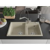 Mexen Tomas granitische spoelbak met 2 kamers en keukenkraan Duo, beige - 6516-69-671701-07