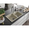Mexen Tomas zlewozmywak granitowy 2-komorowy z baterią kuchenną Duo, beżowy - 6516-69-671701-07-B