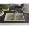 Mexen Tomas 2-kamerige granieten spoelbak met Duo keukenmengkraan, beige - 6516-69-671701-07-B