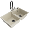 Mexen Tomas Granitspüle 2-Kammer mit Küchenarmatur Duo, beige - 6516-69-671701-07-B