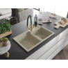 Mexen Tomas Granitspüle 2-Kammer mit Küchenarmatur Duo, beige - 6516-69-671701-57-G