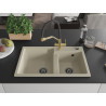 Mexen Tomas tweepersoons granieten spoelbak met keukenmengkraan Duo, beige - 6516-69-671701-57-B