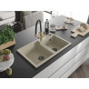Mexen Tomas Granitspüle 2-Kammern mit Küchenarmatur Duo, beige - 6516-69-671701-57-B