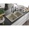 Mexen Tomas tweedelige granieten gootsteen met keukenmengkraan Duo, beige - 6516-69-671701-70-B
