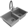 Mexen Tomas 2-Kammer-Graniteinbauspüle mit Küchenarmatur Duo, grau - 6516-71-671701-07-B