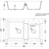 Mexen Tomas Granitspüle 2-Kammer mit Küchenarmatur Duo, schwarz/silber metallisch - 6516-73-671701-07-B