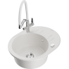 Mexen Kevin fregadero de granito de 1 compartimento con grifo de cocina Duo, blanco - 6517-20-671701-02