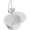 Mexen Kevin granite kitchen sink 1-bowl with Duo kitchen tap, white - 6517-20-671701-02