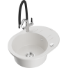 Mexen Kevin fregadero de granito de 1 seno con grifo de cocina Duo, blanco - 6517-20-671701-07