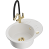 Mexen Kevin fregadero de granito de 1 tazón con grifo de cocina Duo, blanco - 6517-20-671701-57-G