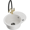 Mexen Kevin fregadero de granito de 1 seno con grifo de cocina Duo, blanco - 6517-20-671701-57-B