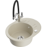 Mexen Kevin fregadero de granito de 1 cuenco con grifo de cocina Duo, beige - 6517-69-671701-07