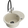 Mexen Kevin 1-Bowl Granite Sink with Duo Kitchen Faucet, Beige - 6517-69-671701-07-B