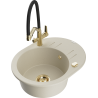 Mexen Kevin 1-bowl granite sink with Duo kitchen tap, beige - 6517-69-671701-57-G