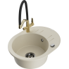 Mexen Kevin lavello da cucina in granito a 1 vasca con rubinetto Duo, beige - 6517-69-671701-57-B