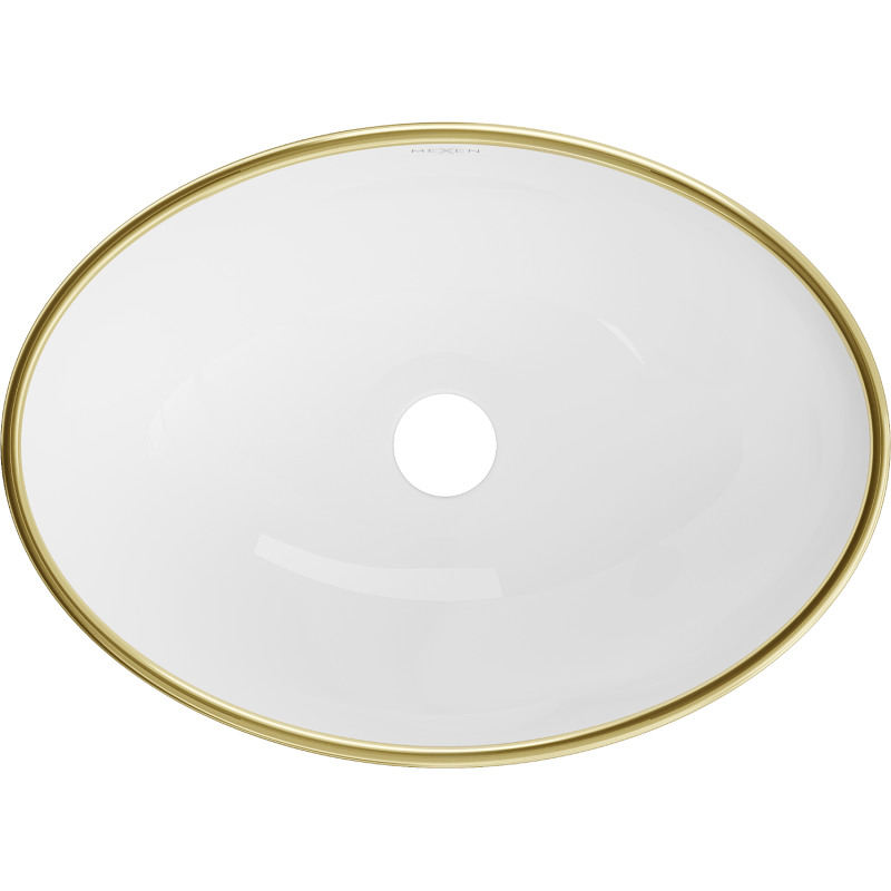 Mexen Elza lavabo sobre encimera 40 x 33 cm, blanco/dorado patrón cuadrícula - 21014009