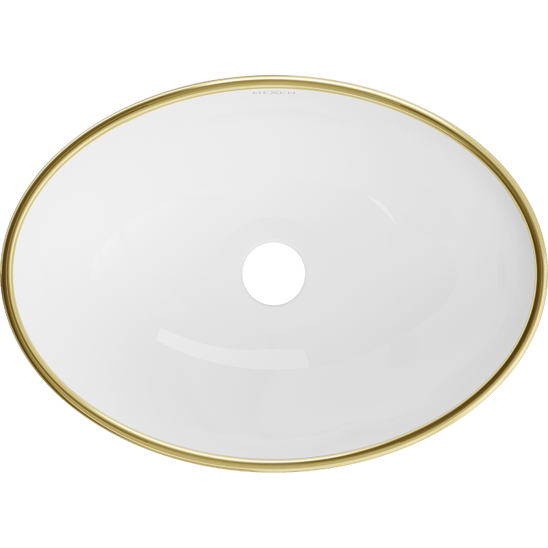 Mexen Elza lavandino da appoggio 40 x 33 cm, bianco/oro motivo griglia - 21014009