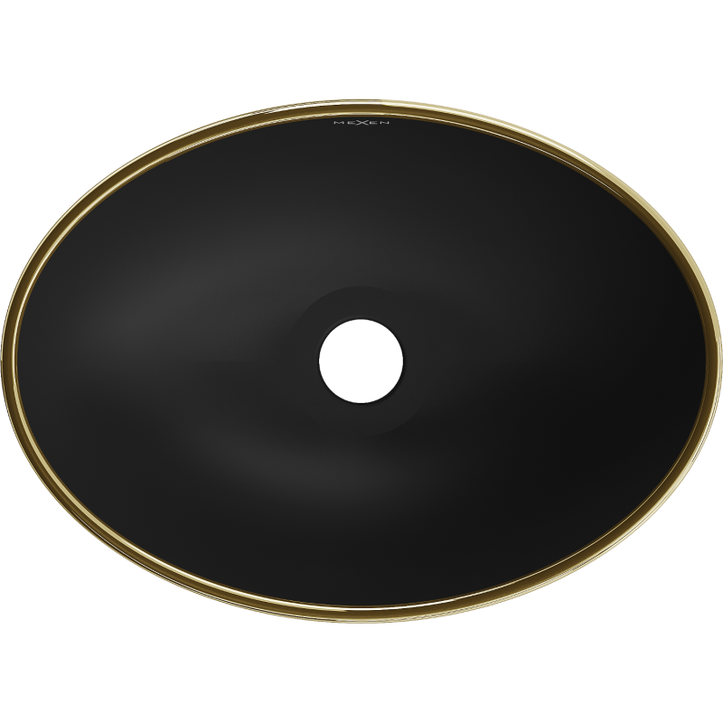 Mexen Elza lavabo à poser 40 x 33 cm, noir mat/motif treillis doré - 21014029