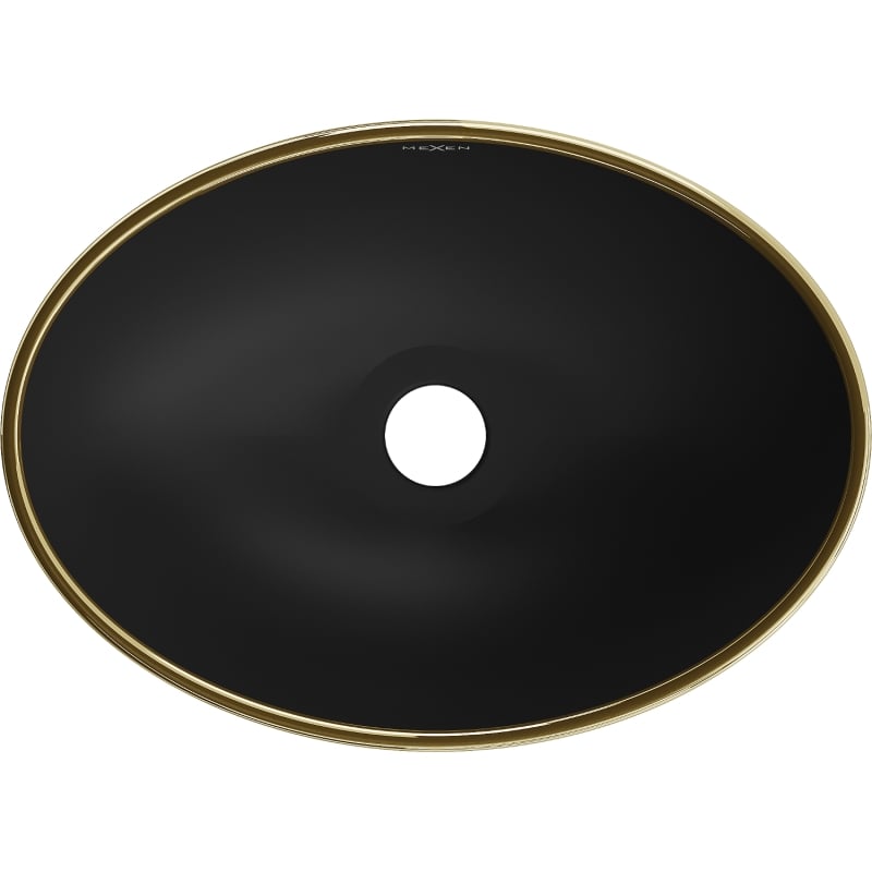 Mexen Elza lavabo sobre encimera 40 x 33 cm, negro mate/dorado patrón de cuadrícula - 21014029