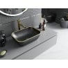 Mexen Rita Aufsatzwaschbecken 45 x 32 cm, matt schwarz/goldener Rand - 21084575