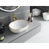 Mexen Viki lavabo de comptoir 48 x 35 cm, blanc/doré motif carreaux - 21054809
