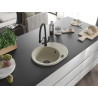 Mexen Kevin granitische gootsteen met 1 compartiment en keukenkraan Duo, beige - 6517-69-671701-70-B