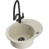 Mexen Kevin 1-bowl granite sink with Duo kitchen tap, beige - 6517-69-671701-70-B
