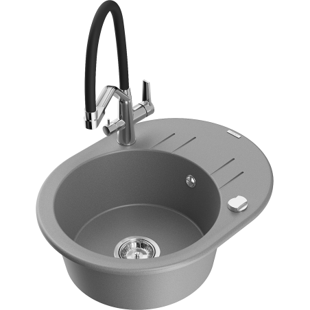 Mexen Kevin granitais izlietne ar 1 nodalījumu un virtuves maisītāju Duo, pelēks - 6517-71-671701-07