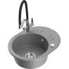 Mexen Kevin 1-bowl granite kitchen sink with Duo tap, grey - 6517-71-671701-07
