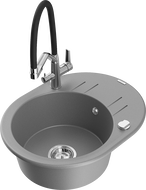 Mexen Kevin fregadero de cocina de granito de 1 seno con grifo Duo, gris - 6517-71-671701-07