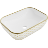 Mexen Rita lavabo à poser 45 x 32 cm, blanc/or motif à carreaux - 21084509