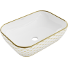 Mexen Rita lavabo sobre encimera 45 x 32 cm, blanco/dorado patrón de rejilla - 21084509