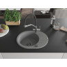 Mexen Kevin fregadero de granito de 1 sola cubeta con grifo de cocina Duo, gris - 6517-71-671701-07-B