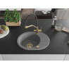 Mexen Kevin fregadero de granito de 1 cubeta con grifo de cocina Duo, gris - 6517-71-671701-57-G