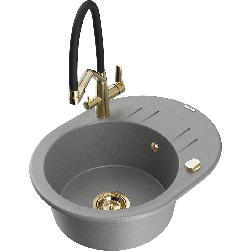 Mexen Kevin granitdiskho med 1 facka och köksblandare Duo, grå - 6517-71-671701-57-G