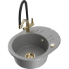 Mexen Kevin fregadero de granito de 1 cubeta con grifo de cocina Duo, gris - 6517-71-671701-57-G