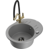 Mexen Kevin fregadero de granito de 1 cubeta con grifo de cocina Duo, gris - 6517-71-671701-57-B