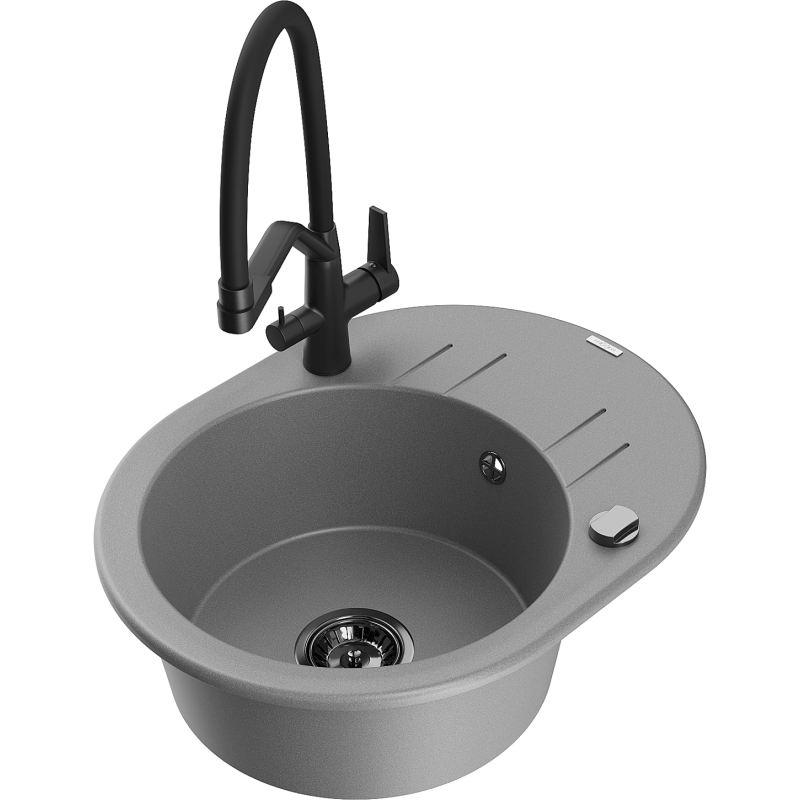 Mexen Kevin lavello in granito a 1 vasca con miscelatore Duo, grigio - 6517-71-671701-70-B