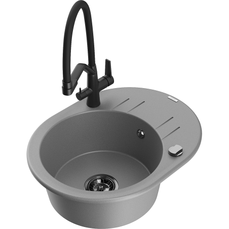 Mexen Kevin lavello in granito a 1 vasca con miscelatore Duo, grigio - 6517-71-671701-70-B