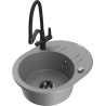 Mexen Kevin 1-bowl granite sink with Duo kitchen tap, grey - 6517-71-671701-70-B