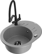 Mexen Kevin lavello in granito a 1 vasca con miscelatore Duo, grigio - 6517-71-671701-70-B