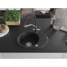 Mexen Kevin 1-bowl granite sink with Duo kitchen tap, black/silver metallic - 6517-73-671701-07