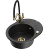 Mexen Kevin fregadero de granito de 1 seno con grifo de cocina Duo, negro/plateado metálico - 6517-73-671701-57-G