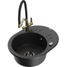 Mexen Kevin 1-bowl granite sink with Duo kitchen tap, black/silver metallic - 6517-73-671701-57-B