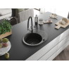 Mexen Kevin lavello da cucina in granito a 1 vasca con miscelatore Duo, nero/oro metallico - 6517-75-671701-07-B