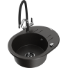 Mexen Kevin lavello da cucina in granito a 1 vasca con miscelatore Duo, nero/oro metallico - 6517-75-671701-07-B
