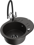 Mexen Kevin granite kitchen sink 1-bowl with Duo kitchen tap, black/gold metallic - 6517-75-671701-07-B